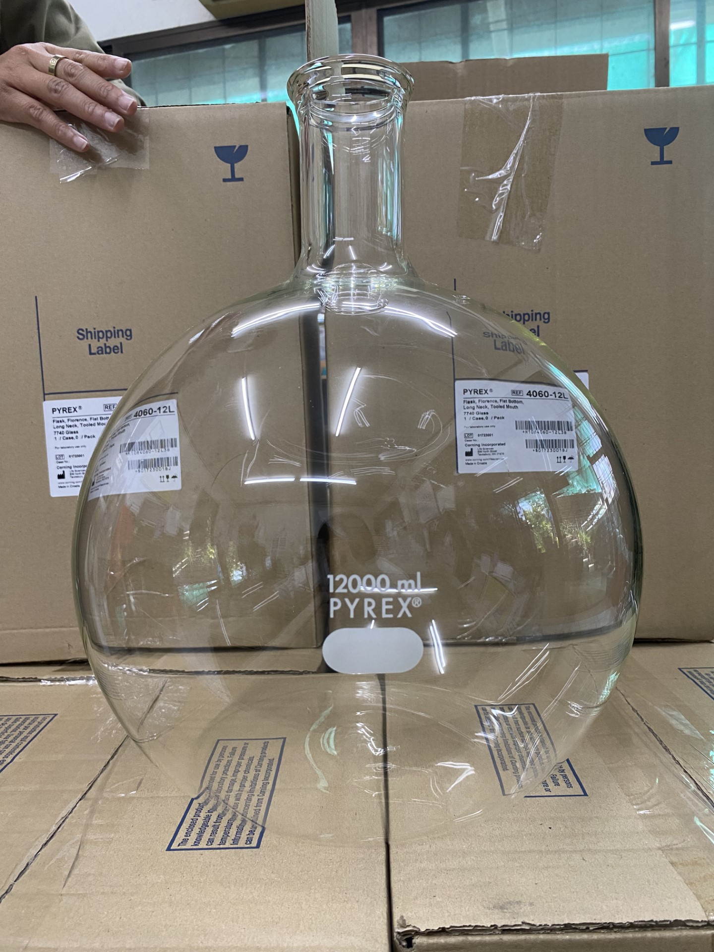 Flask, Boiling Flat Bottom 12000 ml -Pyrex