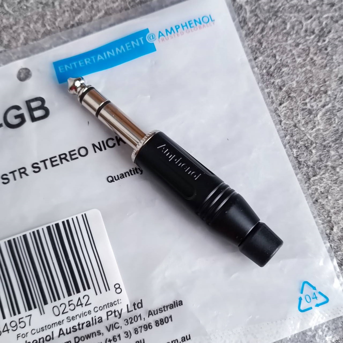 Amphenol ACPS-GB phone stereo สีดำ ขั้วเงิน TRS Audio Plug ปลั๊กไมค์สเตอริโอ6.5mm ของแท้ ACPS GB P.MIC ST6.5mm เอไอ-ไพศาล