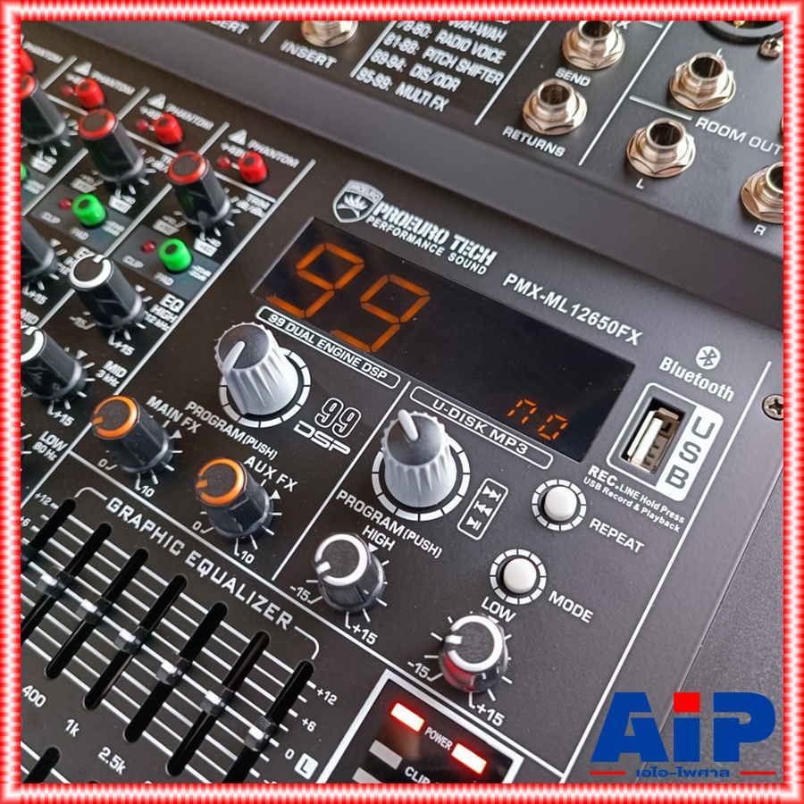 PROEUROTECH PMX-ML12650FX POWERMIXER รุ่นใหม่ เพาเวอร์มิกเซอร์ 650วัตต์ 12ช่อง โปรยูโรเทค PMX ML 12650 FX PMXML12650FX เอไอ-ไพศาล