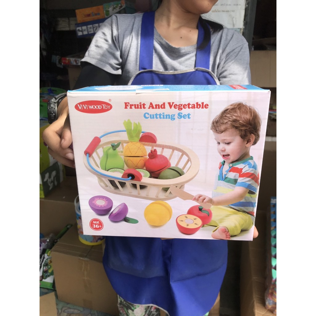 19A65 ของเล่นไม้ตะกร้าผักผลไม้หั่น