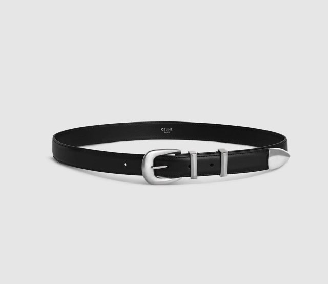 **mix** เข็มขัดหนัง Celine MEDIUM WESTERN BELT IN TAURILLON LEATHER BLACK สินค้าใหม่ ของแท้