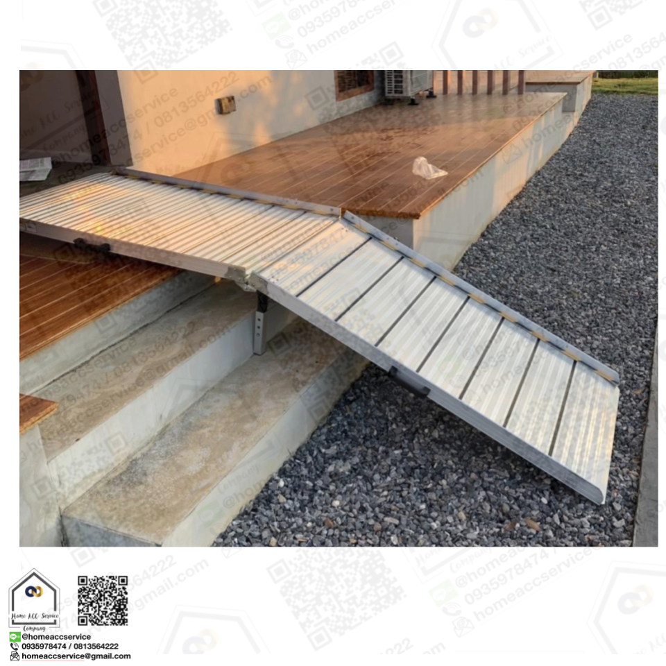 ทางลาดรถเข็นอลูมิเนียมยาวพิเศษ262ซม. (262x75x5.5cm) พับครึ่งด้านกว้าง หนัก 27kg - Aluminium Ramp 262x75x5.5cm 27 kg