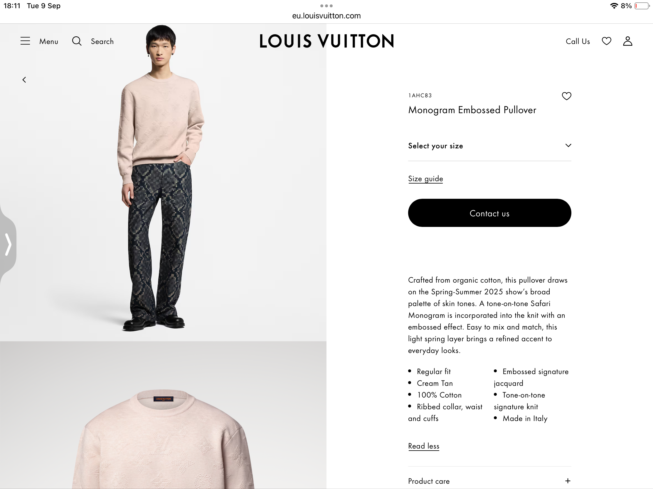 **do** เสื้อแขนยาว LV Monogram Embossed Pullover ใส่ได้ ชาย หญิง สินค้าใหม่ ของแท้