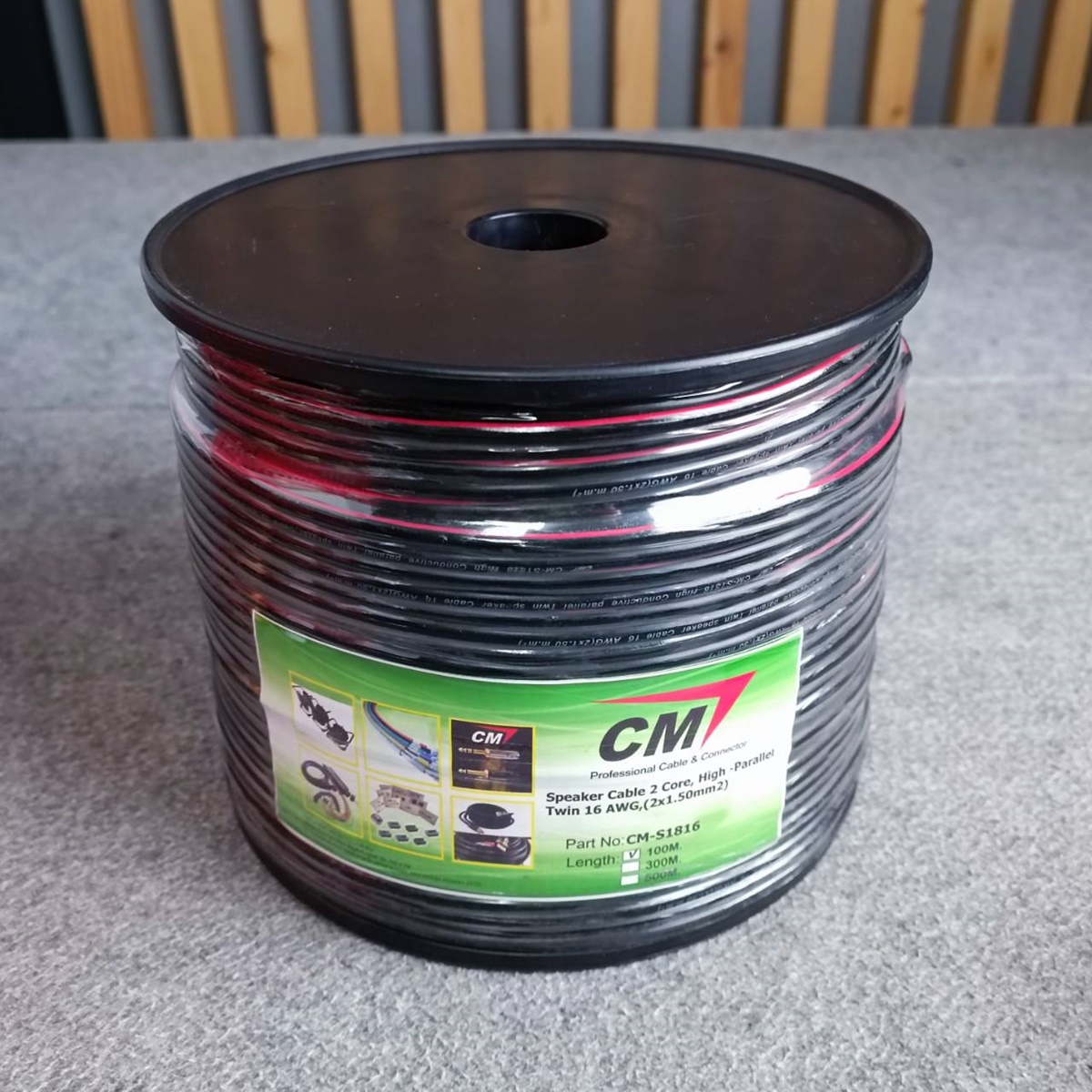 100เมตร สายลำโพง CM CM-S1816 2X1.5 สายลำโพงคู่ CMS1816 CM S1816 สายลำโพงดำแดง สายลำโพงCM ดำ-แดง เอไอ-ไพศาล