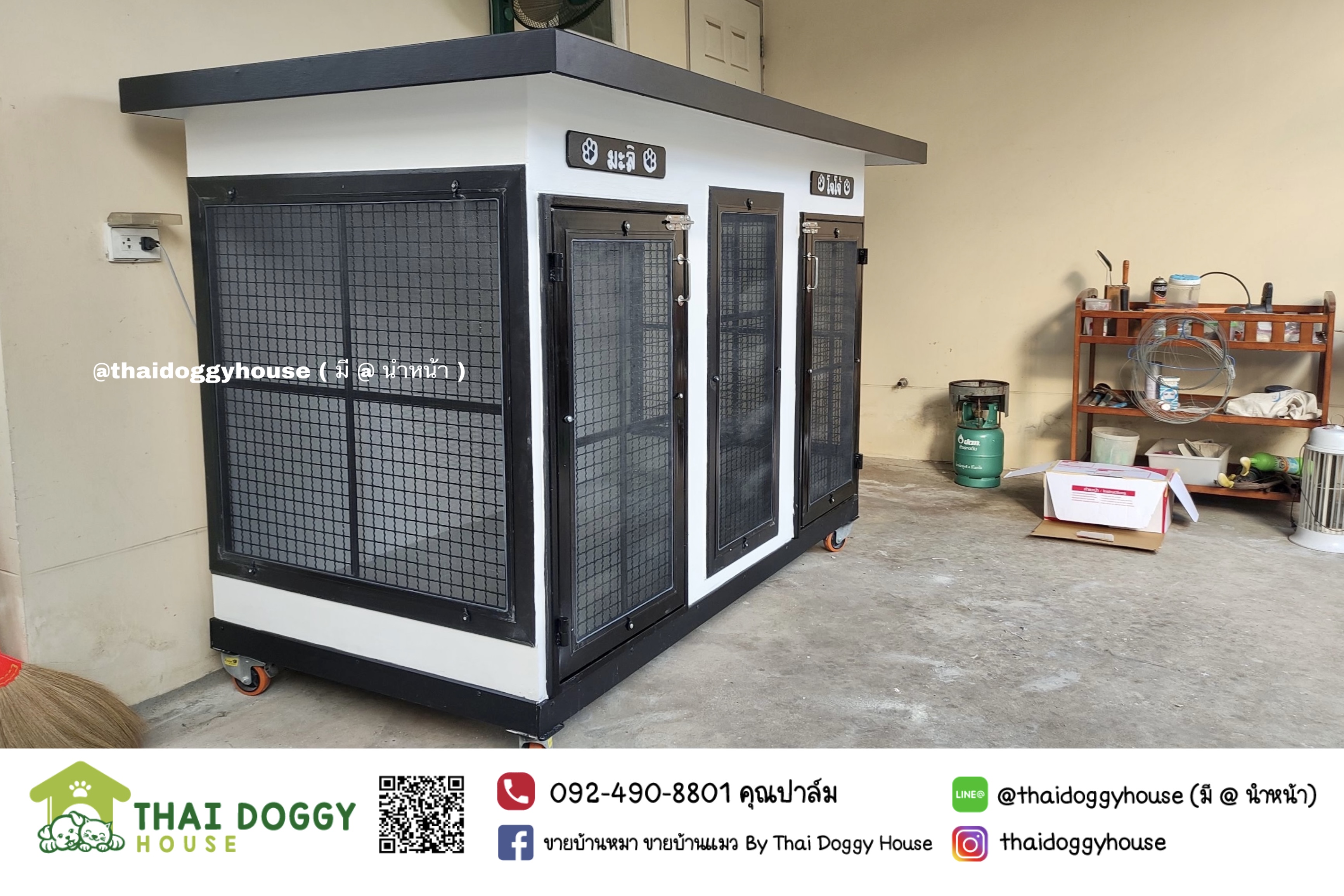 บ้านหมา บ้านแมว บ้านน็อคดาวน์ บ้านสัตว์เลี้ยง แบบพัดลมมีตะแกรงเหล็ก มุ้งลวดทุกหลัง By Thai Doggy House