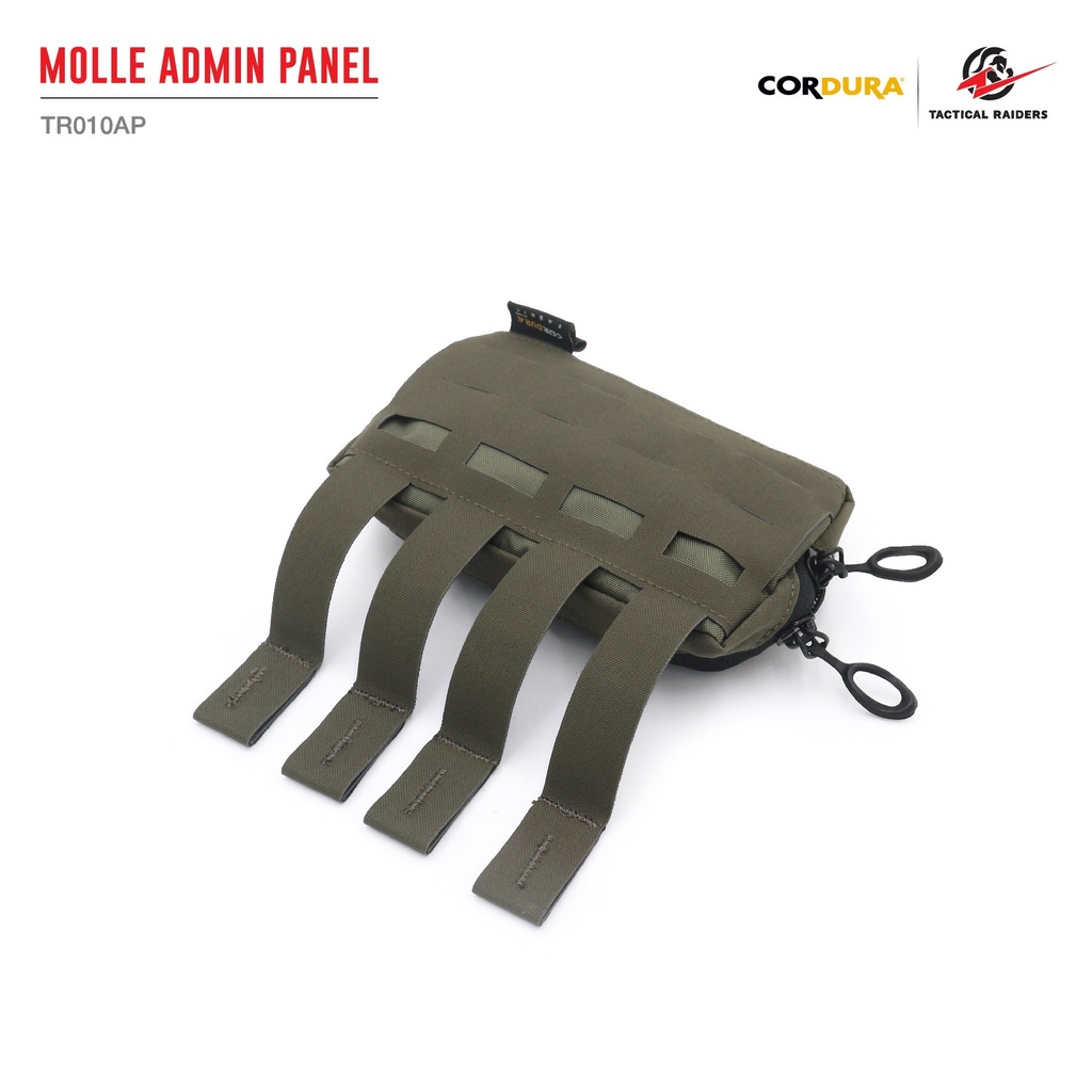 กระเป๋าเสริมติดเวส สีดำ-สีเขียว Molle Admin Panel [ TR010AP ] ( Tactical Rider )