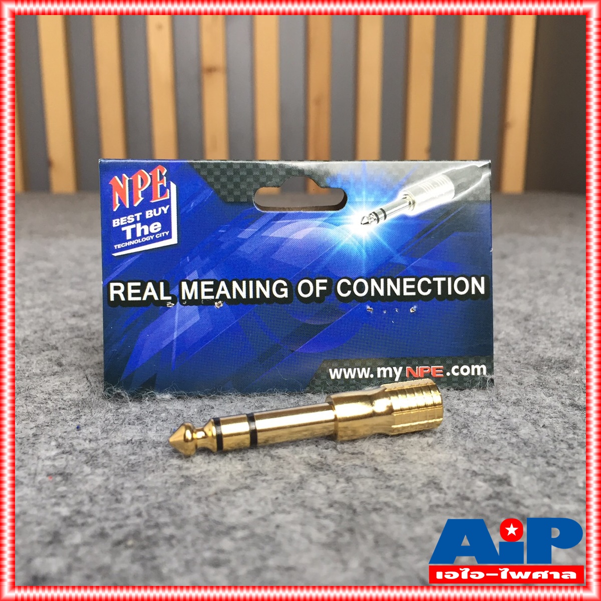 NPE E-166A ปลั๊ก MIC STท้ายTR-STสีทอง ปลั๊กทด แจ็คทด E 166A ปลั๊กแปลง ตัวแปลง ปลั๊กไมค์สเตอริโอท้ายแจ็คสเตอริโอ3.5mm เอไอ-ไพศาล