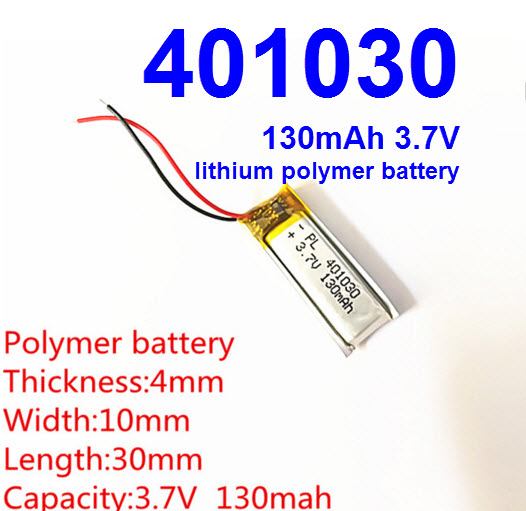 401030 3.7V 130mAh Li-polymer Rechargeable Battery Li-Po