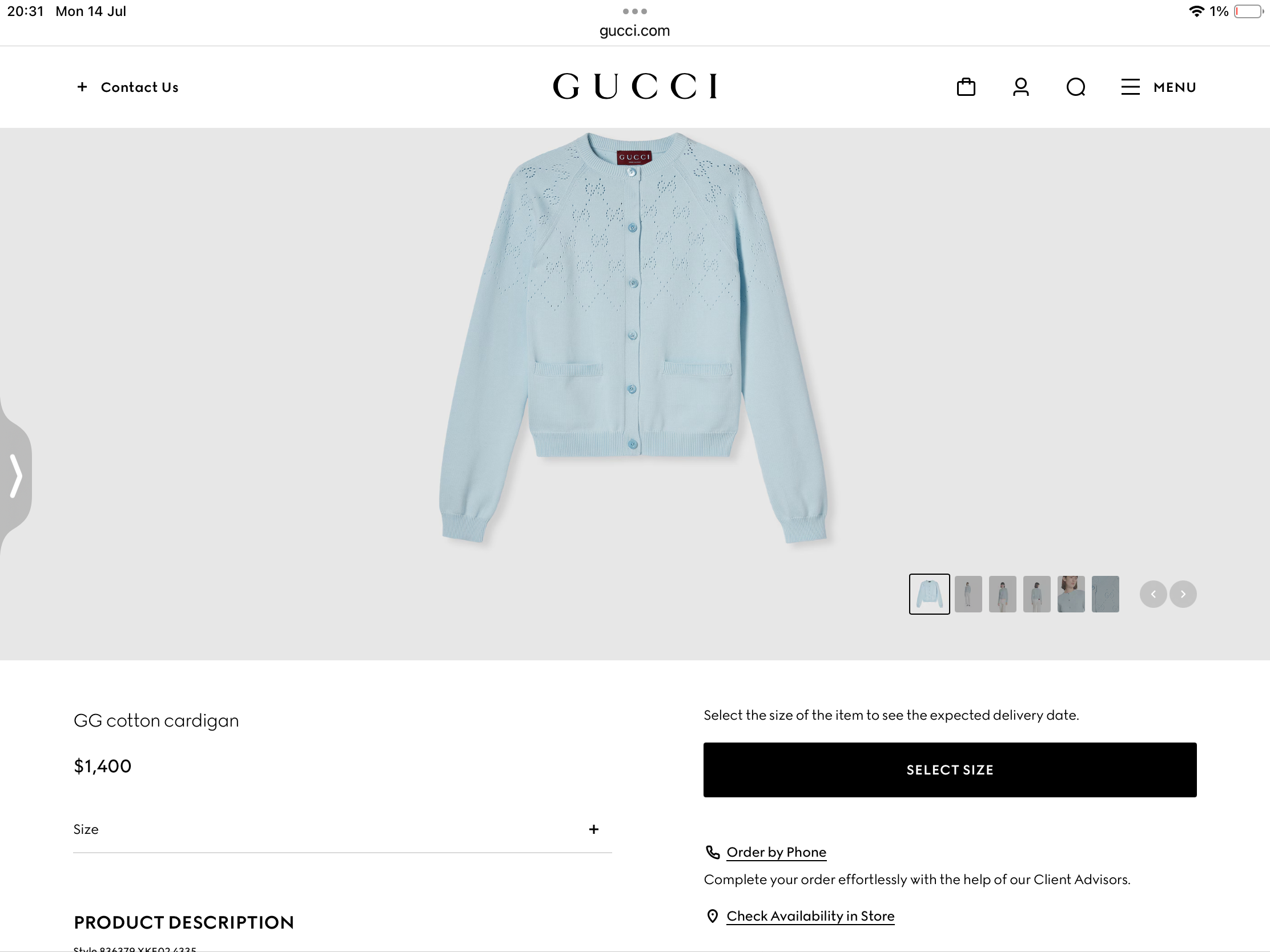 **do** เสื้อคาดิแกน Gucci GG cotton cardigan สินค้าใหม่ ของแท้