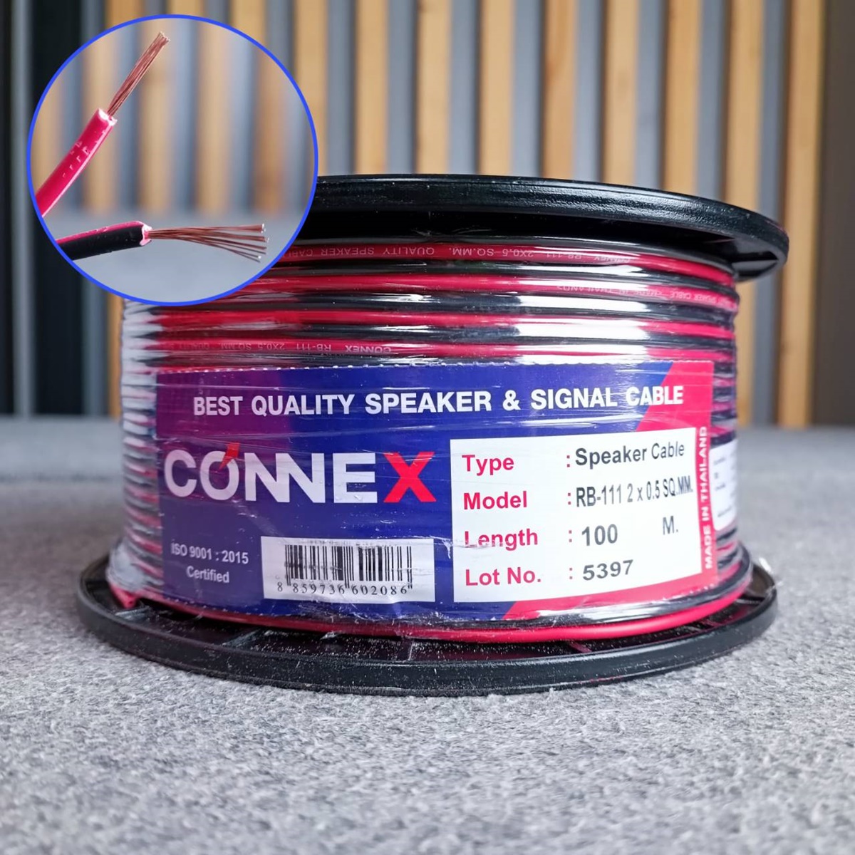 ขด100เมตร CONNEX RB-111 2X0.5 SQ.MM.สายลำโพงดำแดง RB111 RB 111 สายลำโพง ดำ-แดง สายลำโพง2x0.5 ทองแดงชุบ เอไอ-ไพศาล