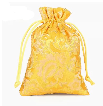 ถุงผ้าใส่ของขวัญ ของชำร่วย ของที่ระลึก งานแต่งงาน ขนาด 10*14 cm ผ้าลินินปักลาย ดอกไม้ มังกรทอง 264753