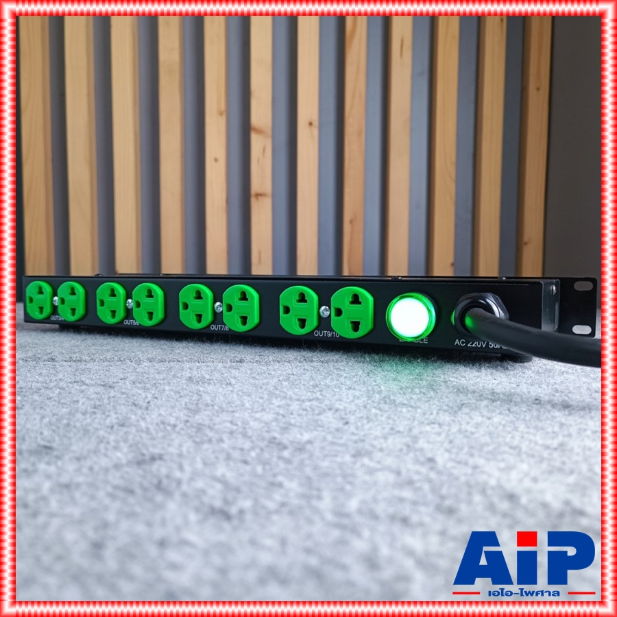TECHCRON AC802A ปลั๊กไฟ 1U ปลั๊กเขียว AC802 จอสีน้ำเงิน AC-802 ปลั๊กไฟใส่แร็ค AC 802 A ปลั๊กไฟภาคสนาม ปลั๊กไฟใช้กับเครื่องเสียง