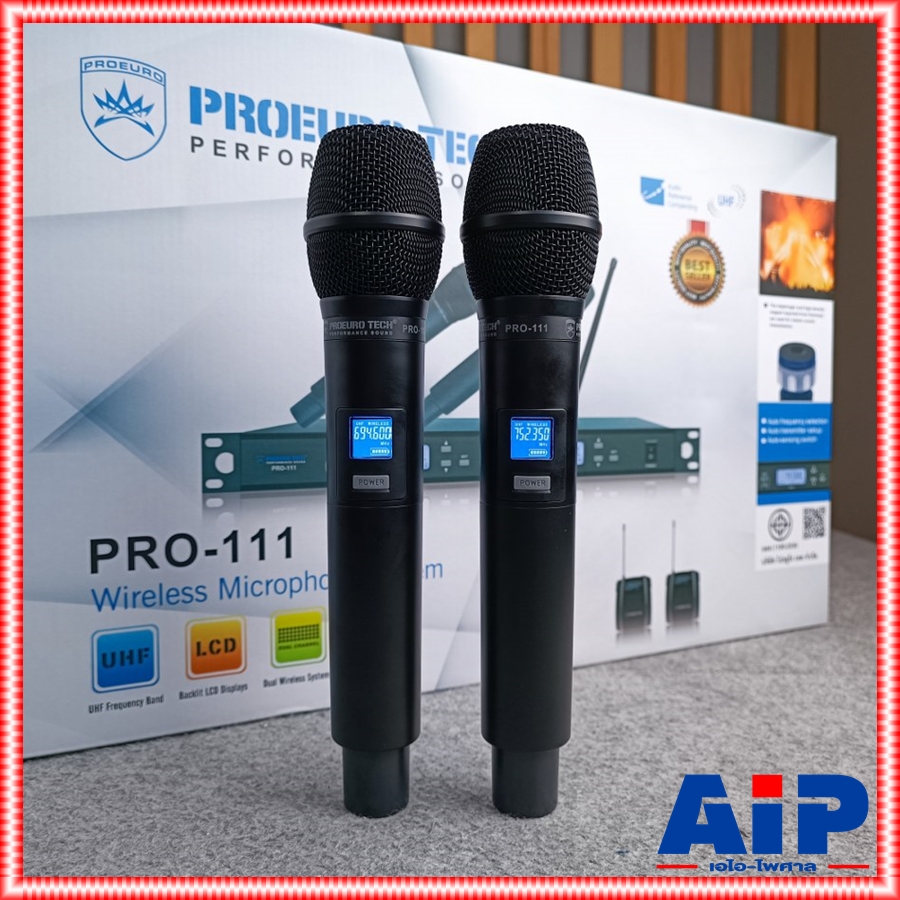 PROEUROTECH PRO111 ไมค์ลอยมือถือคู่UHF ไม่มีกระเป๋า ไมค์ลอยคู่ ไมค์คาราโอเกะ PRO EUROTECH PRO 111 แถม อุปกรณ์ย้ายเสา PRO-111 โปรยูโรเทค ยูโรเทค เอไอ-ไพศาล