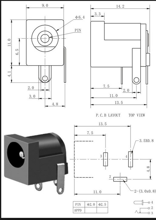 Female DC Power Jack supply socket 5.5X2.1mm