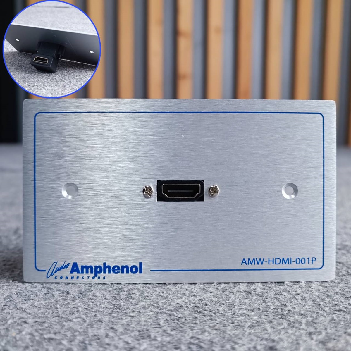 (1ชุด)Amphenol AMW-HDMI-01PR แผ่นเพลท HDMI 1 Port สายเข้าแบบงอ แผ่นสแตนเลส HDMI หน้ากากHDMIแบบติดพนัง เอไอ-ไพศาล