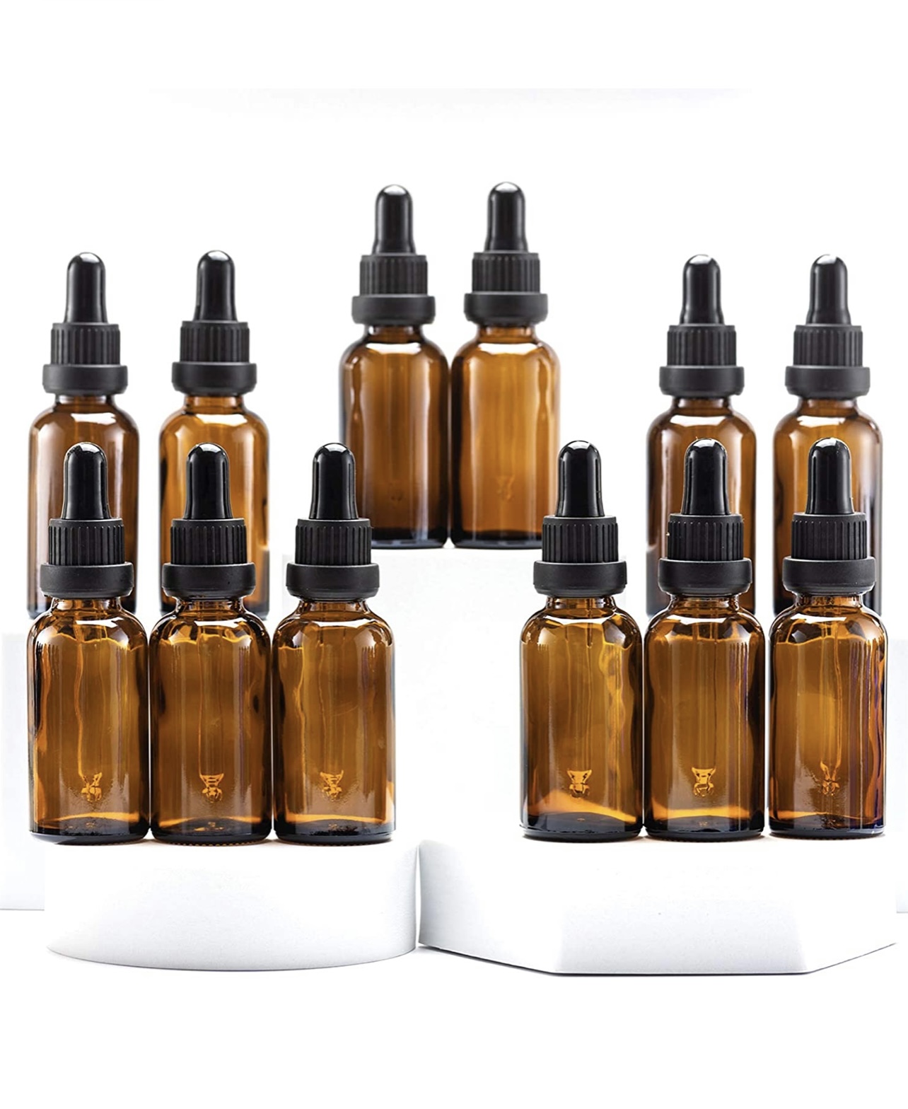 ขวดแก้วสีชาพร้อมหลอดแก้วและจุกหยอด ขนาด 60 มล