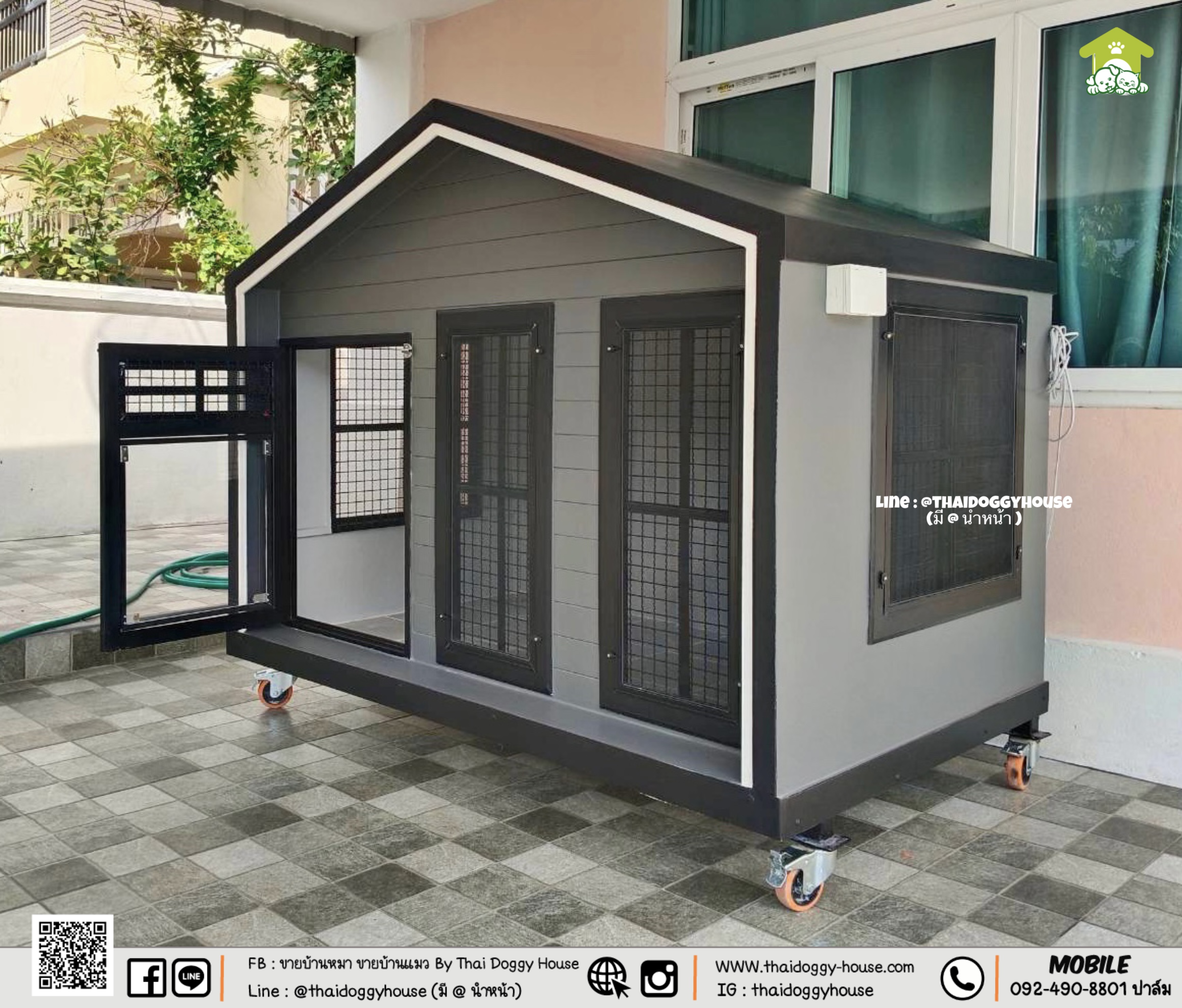 บ้านหมา บ้านแมว " 𝐍𝐎𝐑𝐃𝐈𝐂 𝐒𝐓𝐘𝐋𝐄 " มีตะแกรงเหล็ก มุ้งลวด พร้อมประตูบานสวิง ให้น้องๆเข้า- ออกเองได้ อากาศถ่ายเทได้ดี