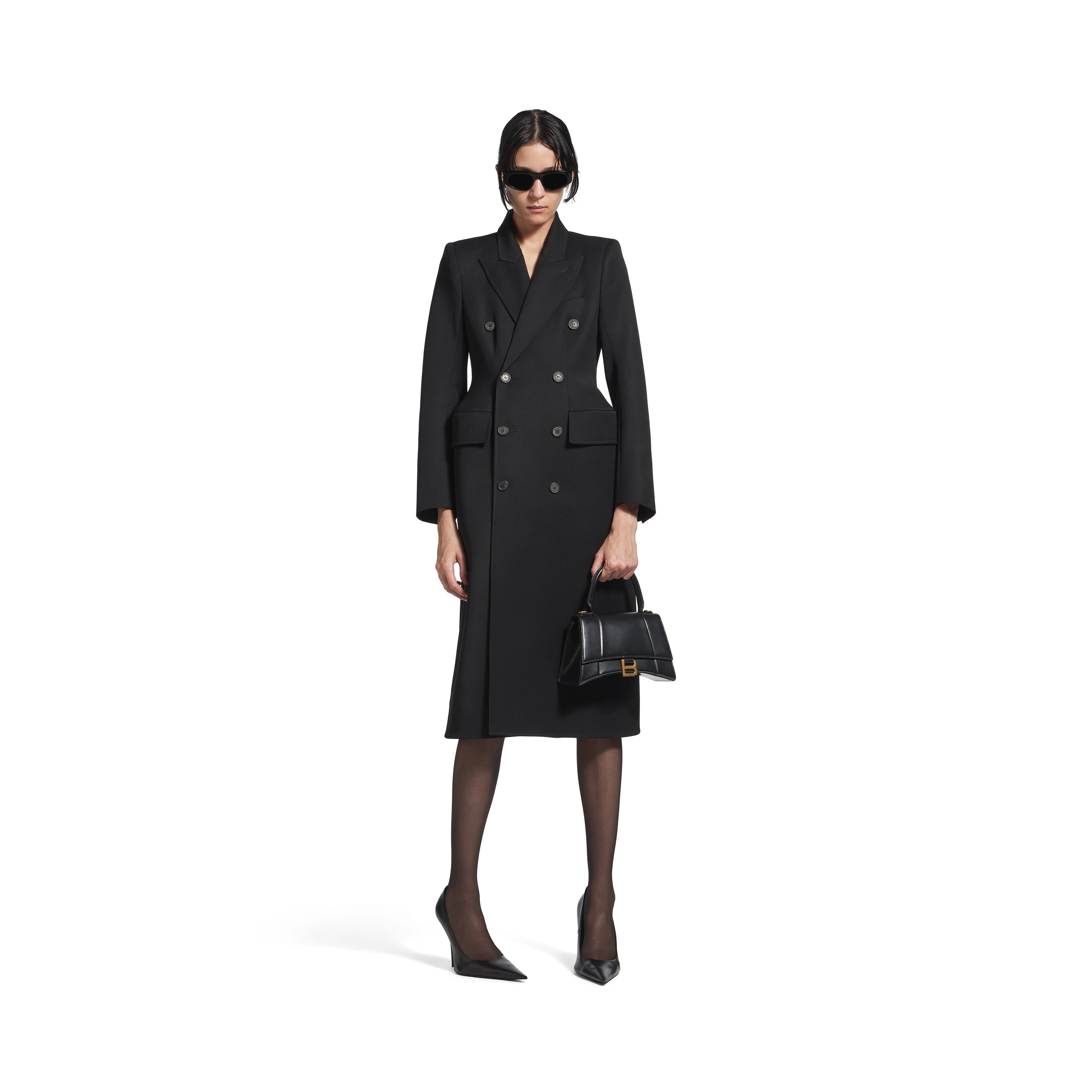 **do** กระเป๋า Balenciaga WOMEN'S HOURGLASS HANDBAG SMALL IN BLACK สินค้าใหม่ ของแท้
