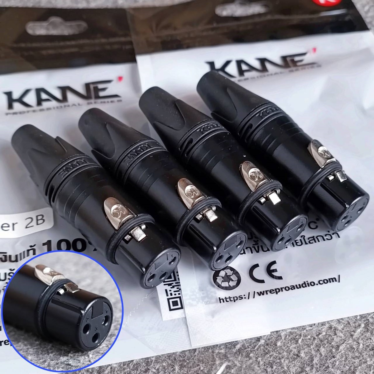 แพ็ค4ตัว สีดำ KANE SILVER2B XLR ตัวเมีย สีดำ แจ็คแคนนอนตัวเมีย J.CANNON SILVER 2B SILVER-2B XLRตัวเมีย 3รู เอไอ-ไพศาล