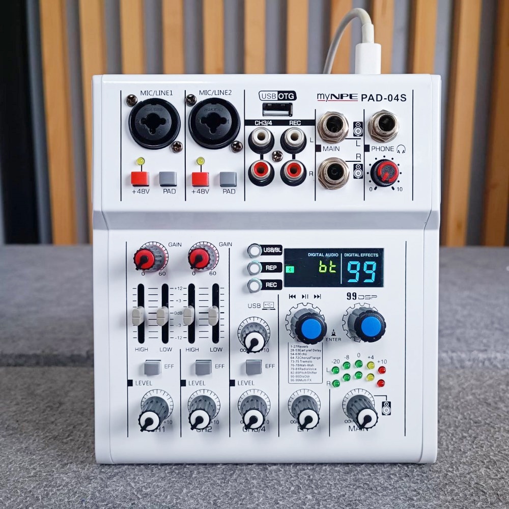 MYNPE PAD-04S mixer มิกเซอร์อนาลอก 2 ชาแนล 2 ไมค์ 1 สเตอริโอ เอฟเฟคแท้ในตัว 99DSP MY NPE PAD 04S PAD04S เอไอ-ไพศาล