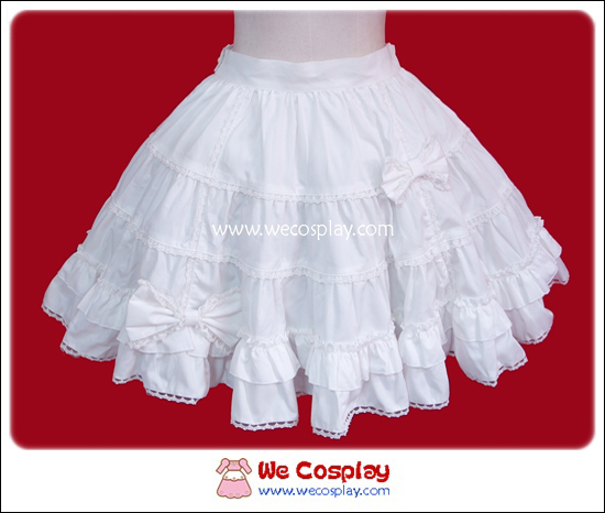 กระโปรงโลลิต้า สีขาวล้วนประดับโบว์ (White Lolita Skirt)