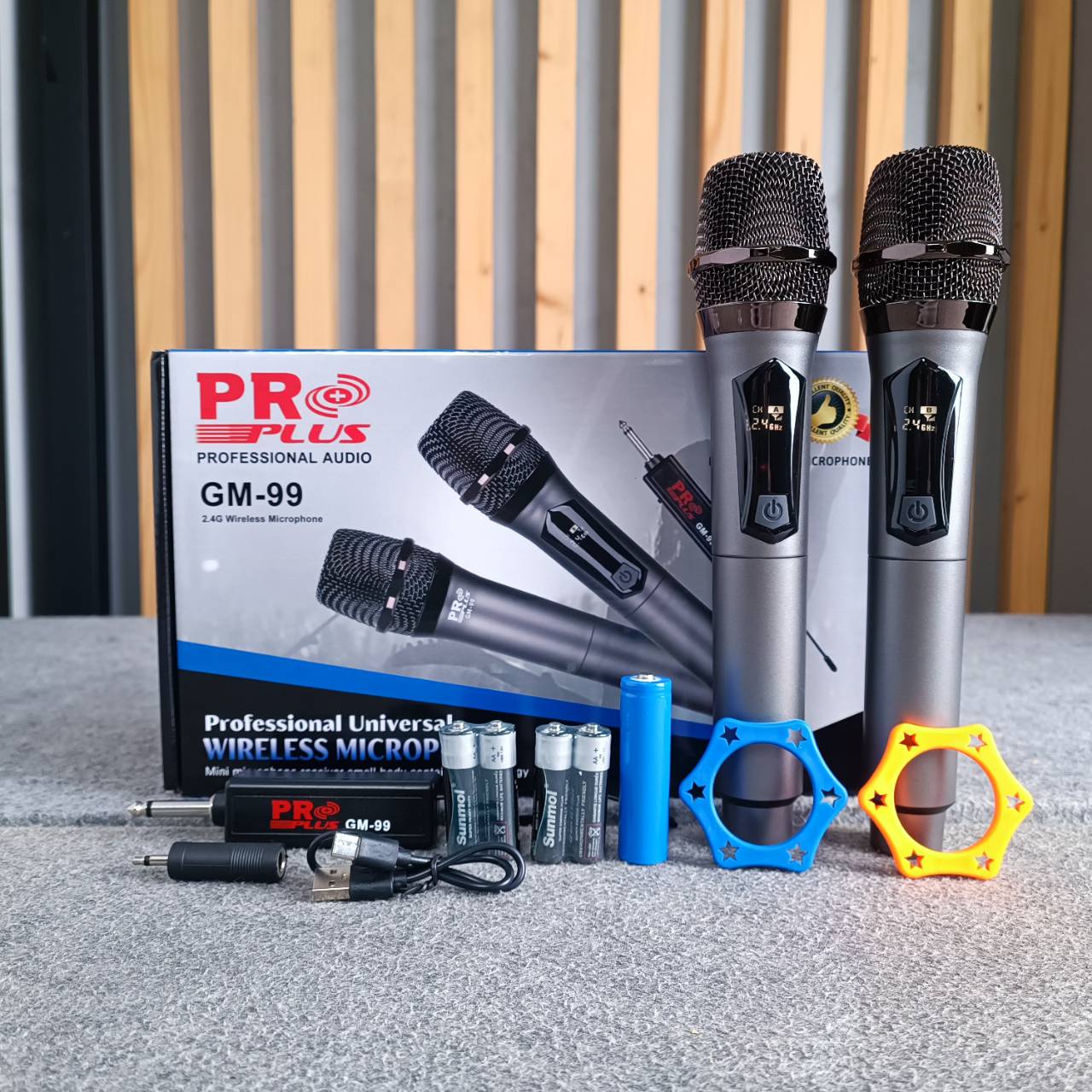 PROPLUS GM-99 ไมค์ลอยคู่ 2.4G ตัวรับเล็ก GM 99 ความถี่ใหม่ กสทช โปรพลัส ใช้ถ่าน AA pro plus GM99 เอไอ-ไพศาล