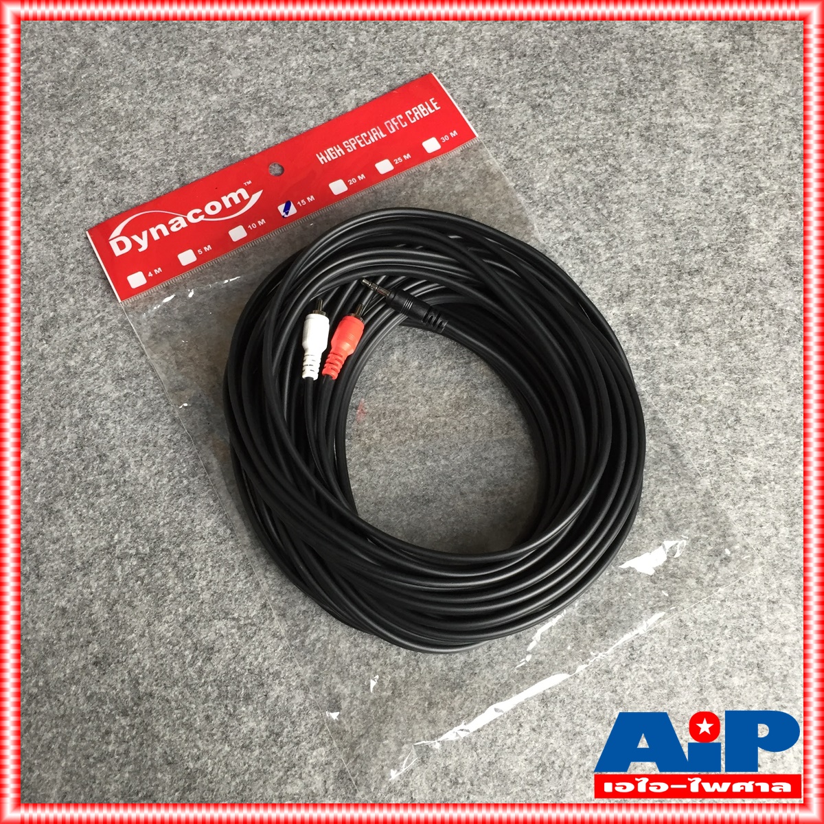 ยาว15เมตร สายสัญญาณสเตริโอ TRST 3.5 to RCA 2 หัว DYNACOM J015-7 สาย P.TR-ST - P. RCA x2 สาย TR-ST ออก RCA x2 15M