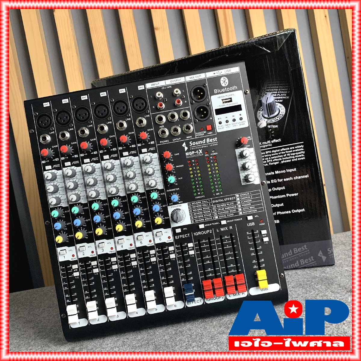 SoundBest MGP6X Mixer 6CH. มิกเซอร์ 6ช่อง MGP-6X USB Bluetooth MP3 เครื่องขยายเสียง sound best MGP 6 X +++
