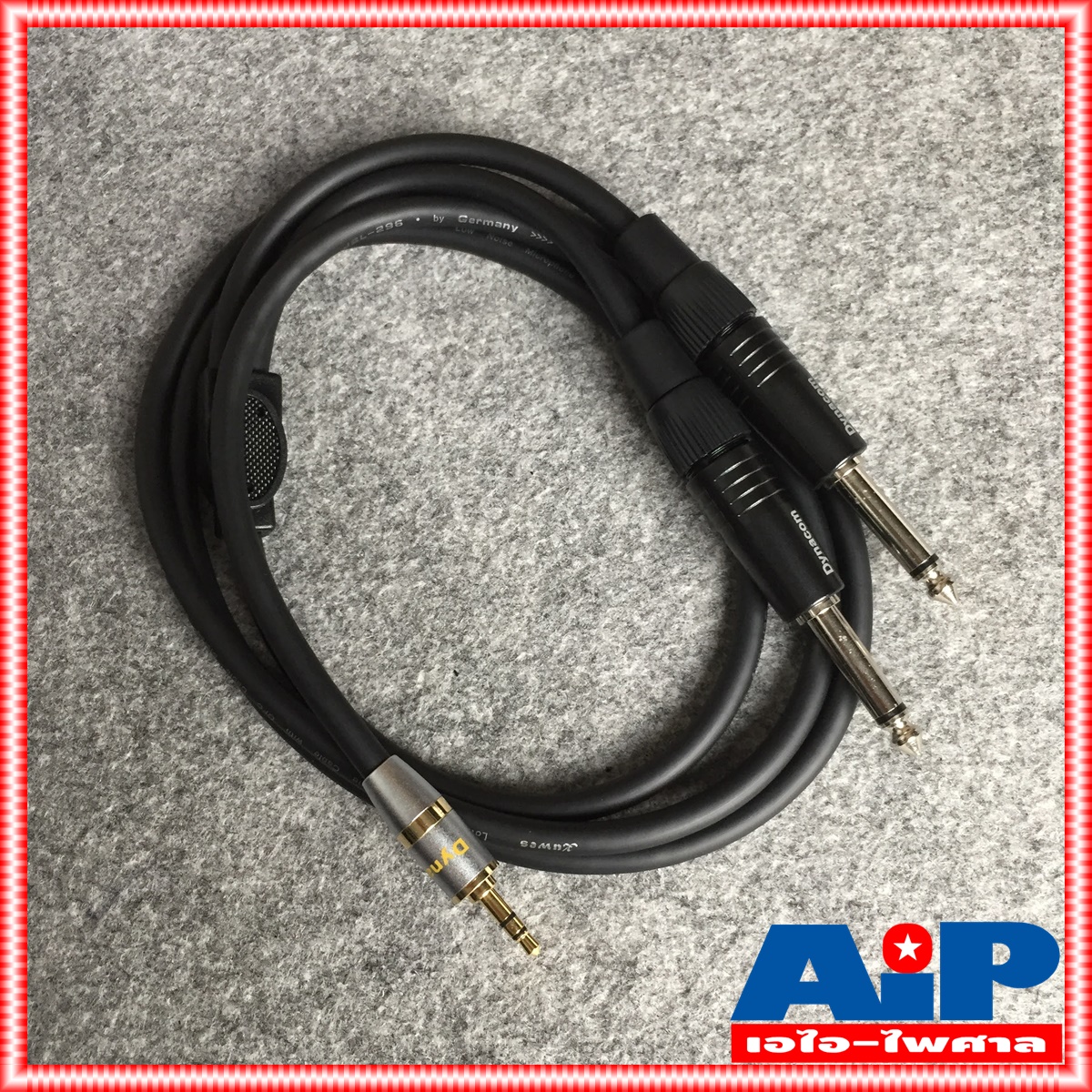 1.5เมตร DYNACOM สายP.TR-STออกP.MICเหล็กx2 J296 สายดำ สายสัญญาณเสียง P.MONO 2P +TRS 1.5เมตร ยาว1.5เมตร เอไอ-ไพศาล