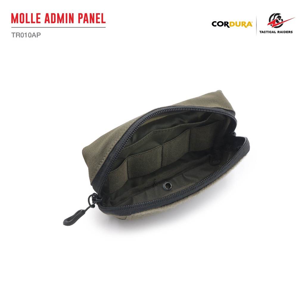 กระเป๋าเสริมติดเวส สีดำ-สีเขียว Molle Admin Panel [ TR010AP ] ( Tactical Rider )