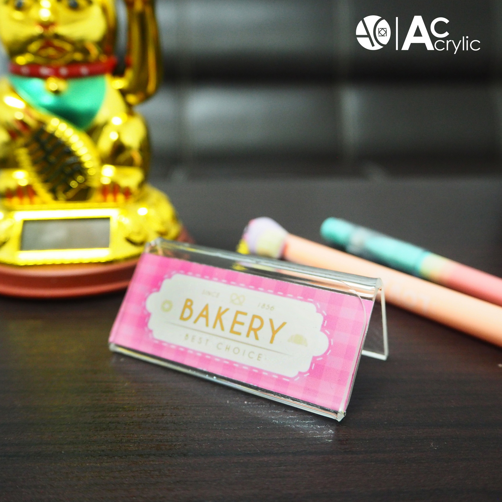 ป้ายตั้งโต๊ะ ป้ายอะคริลิค 6.5x2.5cm. ป้ายอะคริลิค ป้ายราคา หรือ โฆษณาอื่นๆ (6.5V)