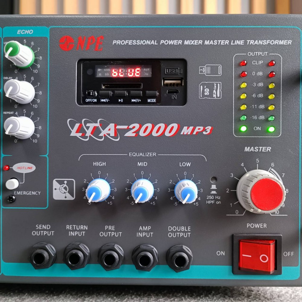 NPE LTA-2000MP3 POWERMIXER+LINE+USB พาวเวอร์มิกเซอร์เครื่องขยายเสียงตามสาย 2000 วัตต์ MP3 USB LTA 2000MP3 LTA2000MP3 เอไอ-ไพศาล