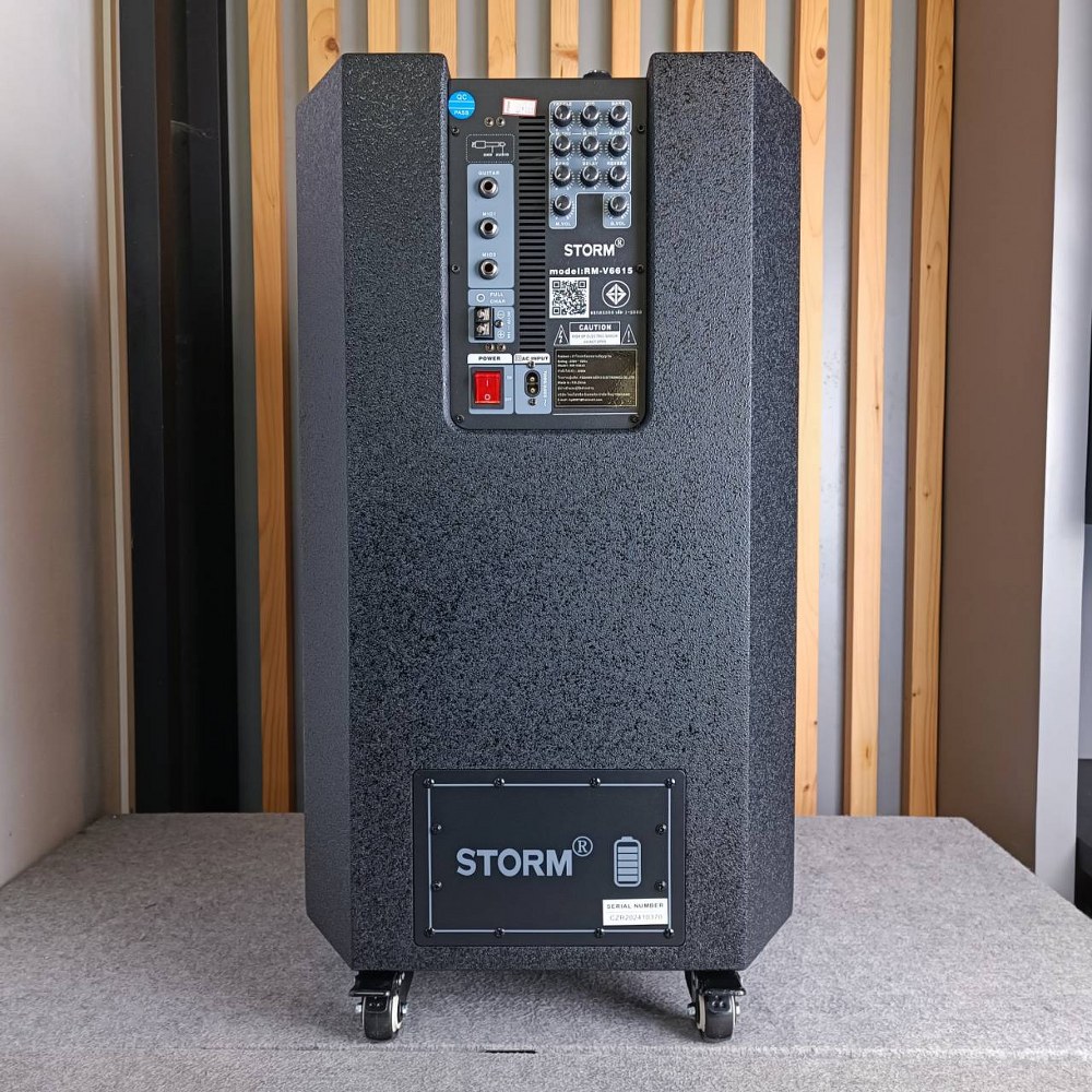 STORM RM-V6615 ตู้ลำโพงไม้ พร้อมไมค์ลอย2ตัว รองรับสัญญาณ Bluetooth MP3/USB RM V6615 ลำโพง RMV6615 บลูทูธ ลำโพงอเนกประสงค์ เอไอ-ไพศาล