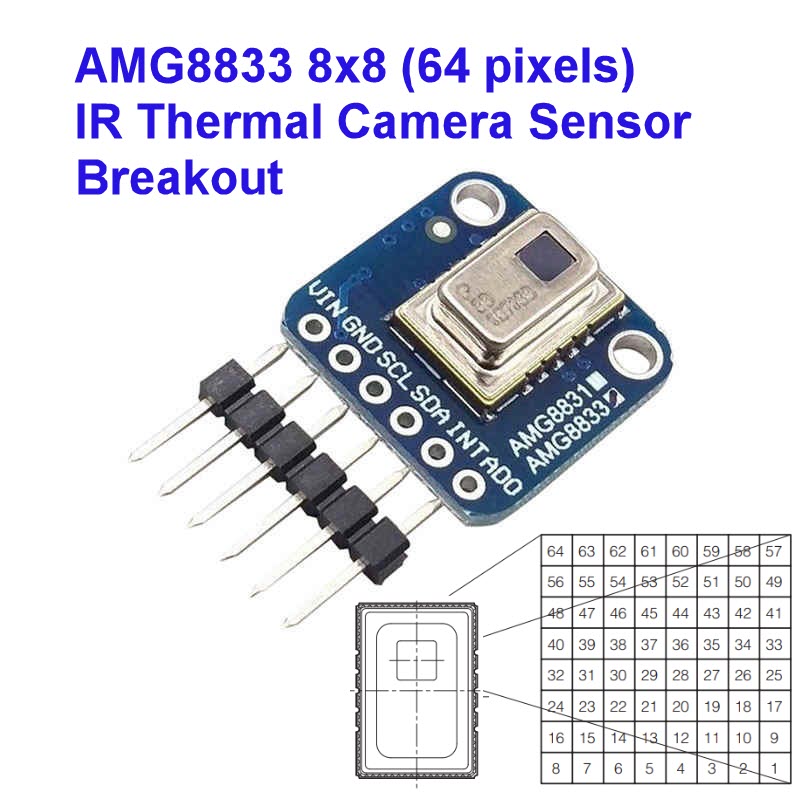 AMG8833 8x8 (64 pixels) IR Thermal Camera Sensor [Max. distance of 7 m (23 feet) ]