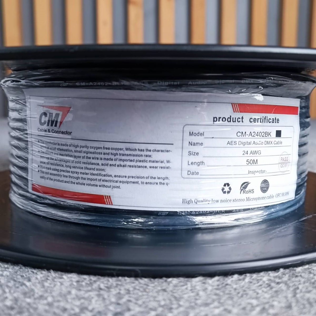 ขด50เมตร CM A-2402 สาย DMX สีดำ สายสัญญาณ AES/EBU Digital Audio 110 ohm A 2402 A2402 เอไอ-ไพศาล เอไอ-ไพศาล