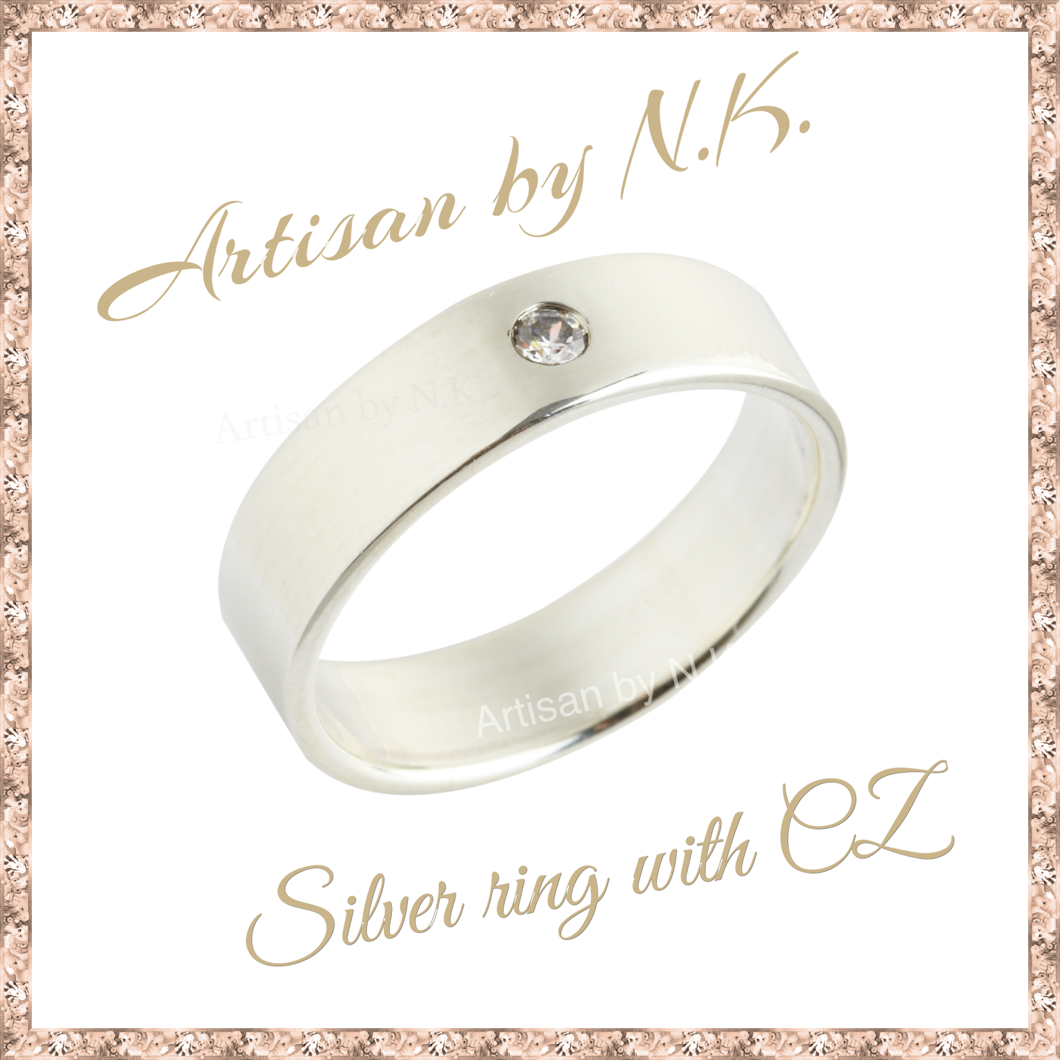 แหวนเงินแท้ฝังเพชร CZ เหมาะทั้งผุ้ชายและผู้หญิง Silver ring with CZ
