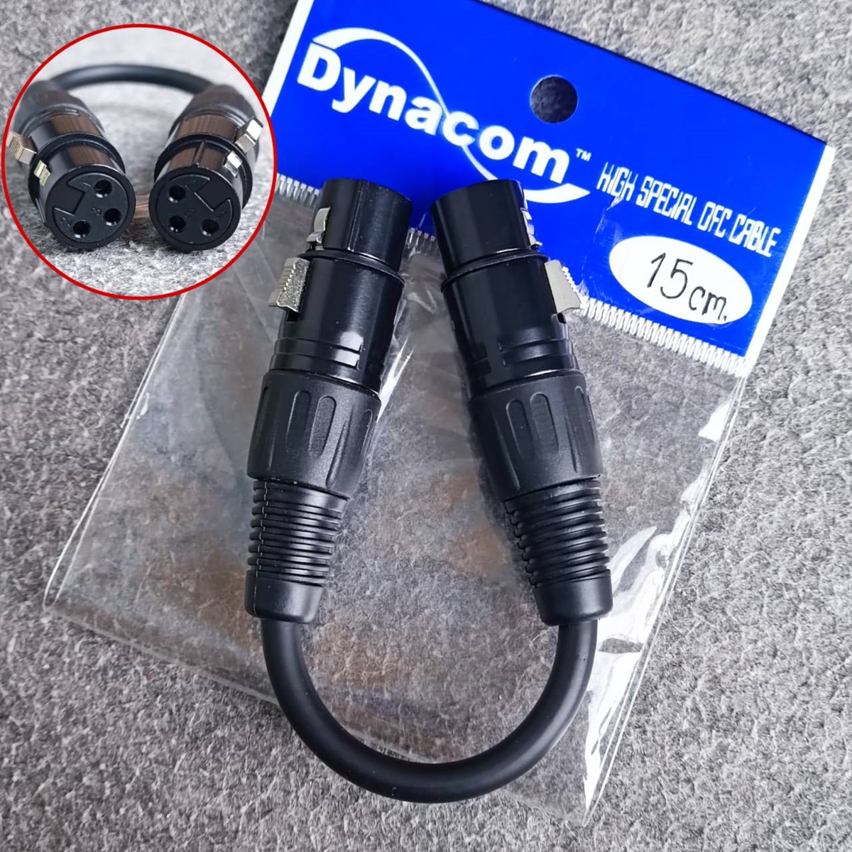 1เส้น ยาว15ซม. สายJ.XLRออกJ.XLR J021 dynacom 15เซน สีดำ เมีย-เมีย สายทด สายสัญญาณ CANNON เมีย-เมีย สายบาลานซ์ เอไอ-ไพศาล