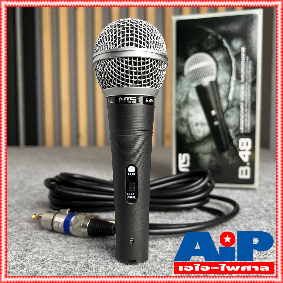 NTS B48 ไมค์โครโฟน ด้ามโลหะ พร้อมสาย 4.5เมตร B.48 ไมค์สาย ไมค์ร้องเพลง ไมค์คาราโอเกะ ไมค์โครโฟนแบบสาย ไมค์ เอ็นทีเอส b 48