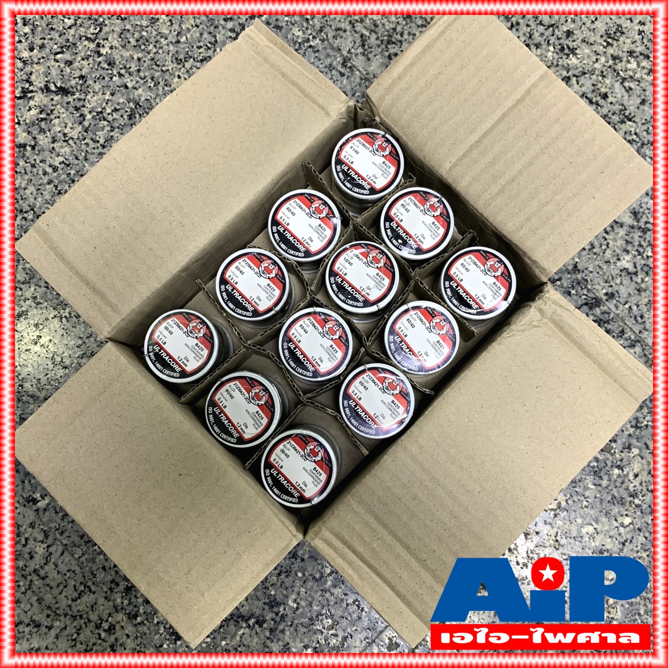 ยกกล่อง24ขด ULTRACORE ขนาด 1.2 มม หนัก 0.5 ปอนด์ ตะกั่วขด 60/40 ตะกั่วบัดกรี ตะกั่ว อุลตร้าคอร์ เอไอ-ไพศาล