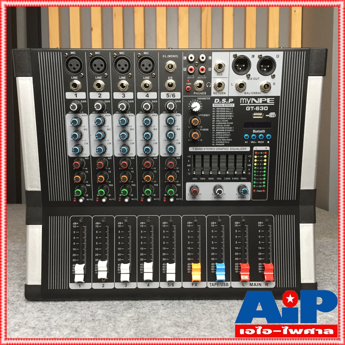 MYNPE GT-630 POWERMIX USB บลูทูธ เพาเวอร์มิก มิกซ์ มิกเซอร์ GT630 เครื่องเสียง ตัวปรับแต่งเสียง GT 630 เอไอ-ไพศาล
