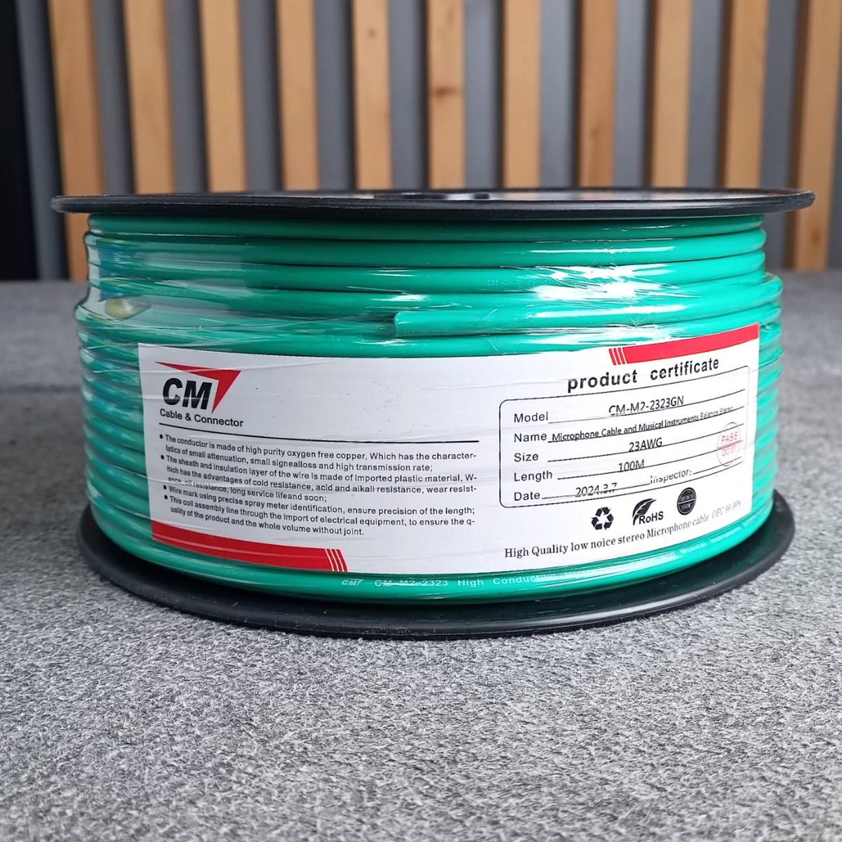 ขด100เมตร CMสายไมค์ST 6mm M2-2323 สีเขียว 100M สายไมค์ST M2 2323 สีเขียว สายสัญญาณ ST สายไมค์CM สายไมค์ 6mm เอไอ-ไพศาล