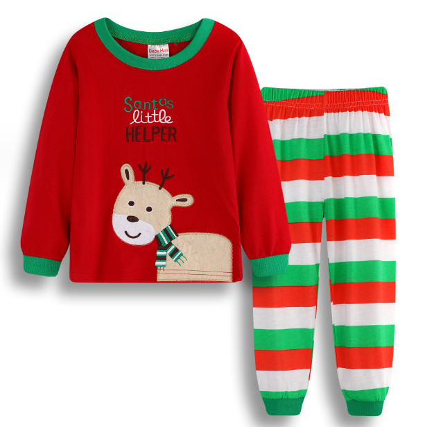 ชุดนอนเด็กแขนยาว ชุดนอนเด็กผู้หญิง ชุดนอนเด็กผู้ชาย ชุดนอนเด็กลายคริสต์มาส ชุดคริสต์มาสเด็ก ผ้าบาง ไม่หนา ใส่สบาย