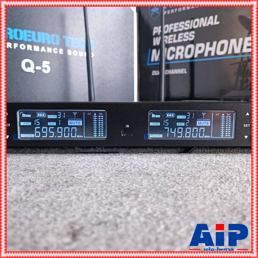 PROEUROTECH Q-5 ไมค์ลอย UHF รุ่นใหม่ ปรับความถี่ได้ ความถี่ใหม่ เครื่องรับเล็ก มีกระเป๋า โปรยูโรเทค Q 5 Q5 เอไอ-ไพศาล