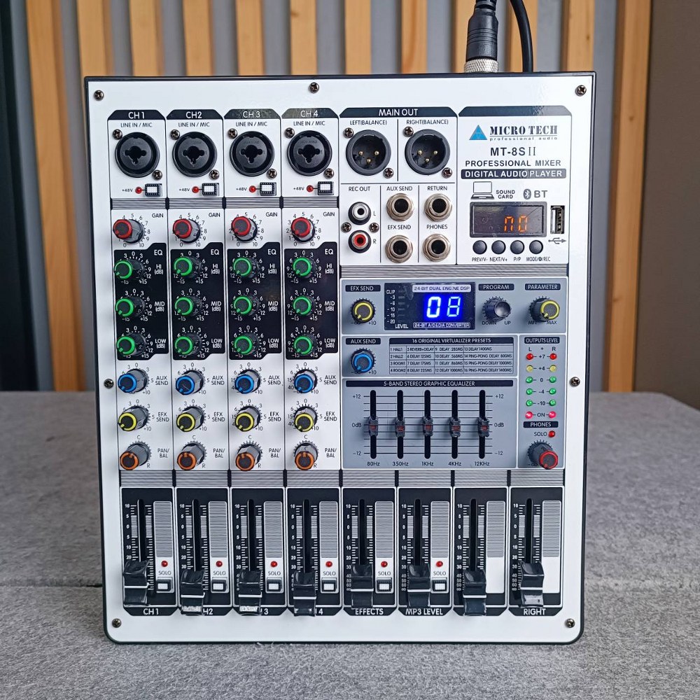 MICROTECH MT-8S II mixer มิกเซอร์ 8 ช่อง รุ่นใหม่ รองรับบลูทูธ พร้อมจอแสดงผล ไมโครเทค MT 8 S mt8s เอไอ-ไพศาล
