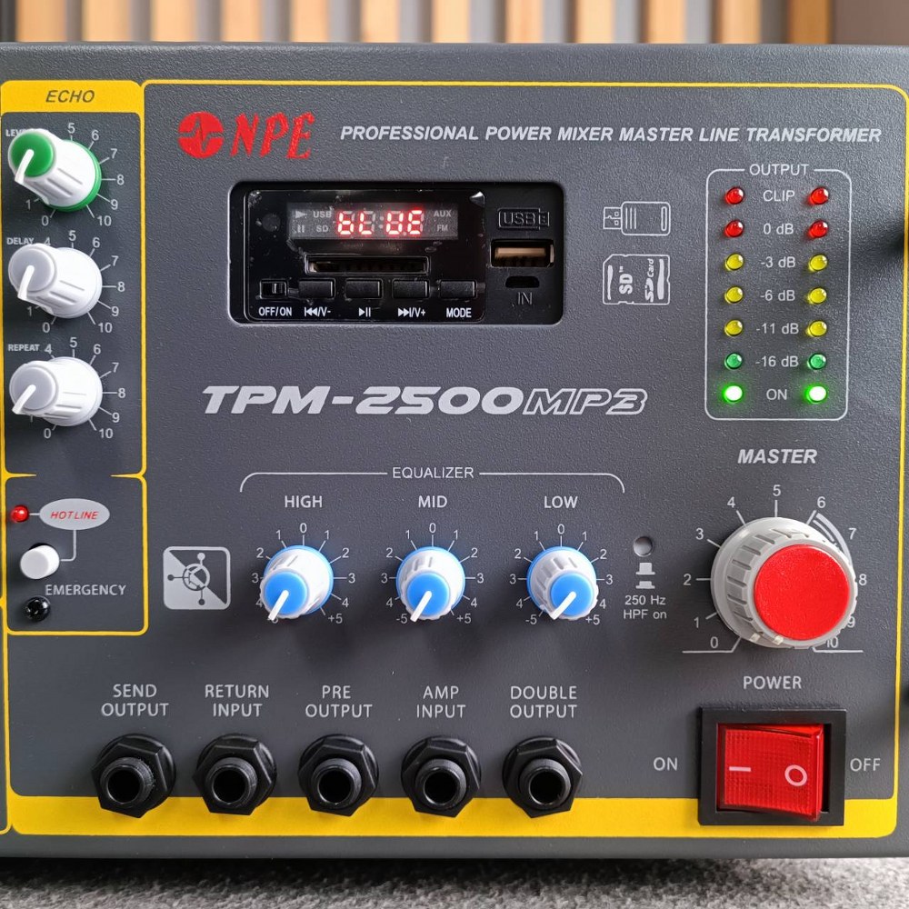 NPE TPM-2500MP3 แอมป์+LINE เพาเวอร์มิกเซอร์ เครื่องขยายเสียง TPM2500MP3 TPM 2500MP3 เอไอ-ไพศาล