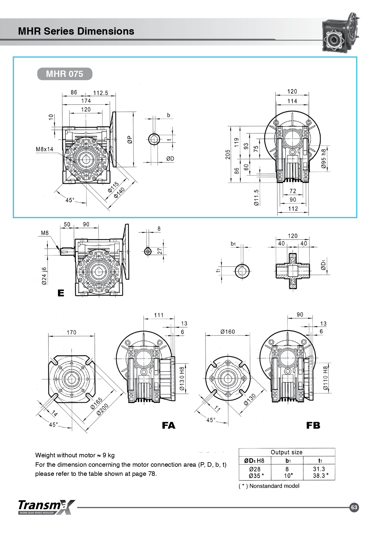 Worm gear motor-Mitsubishi 1.5kw