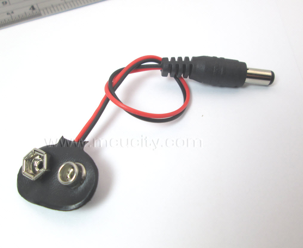 ขั้วแบตเตอรี่ 9V เป็น ดีซีแจ็ค 5.5x2.1mm (สายยาว 15 cm)