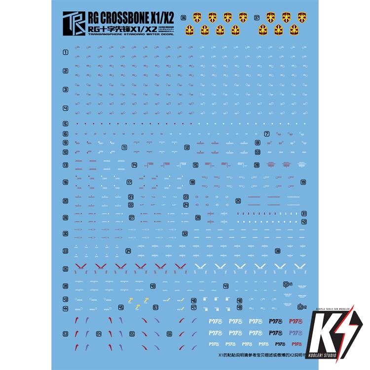 Waterdecal TRS RG Crossbone X1/X2 #ดีคอลน้ำสำหรับติดกันพลา กันดั้ม Gundam พลาสติกโมเดลต่างๆ