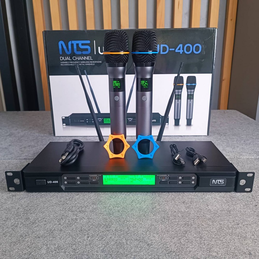 NTS UD-400 ไมค์ลอยถือคู่ UHF ปรับความถี่ได้ ไมโครโฟนไร้สาย เอ็นทีเอส UD 400 UD400 เอไอ-ไพศาล