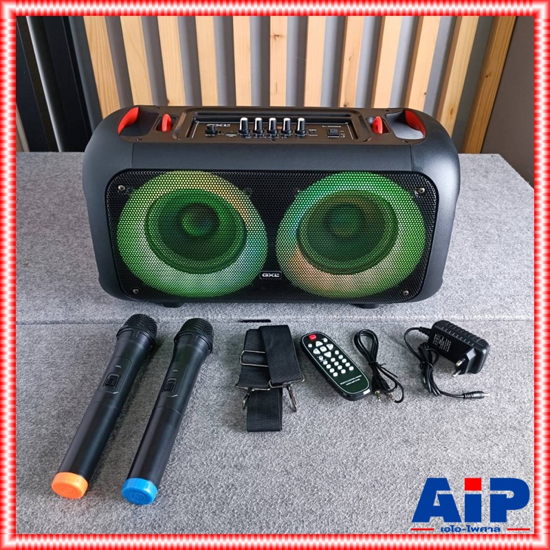 GXL GL-9696MB ลำโพง พร้อมไมค์ลอย2ตัว ON THE GO มีไฟ LED มีแบตเตอรี่ภายในตัว GXL ลำโพงบลูทูธ ลำโพงเคลื่อนที่ ตู้ลำโพงเอนกประสงค์ GL 9696MB GL9696MB เอไอ-ไพศาล